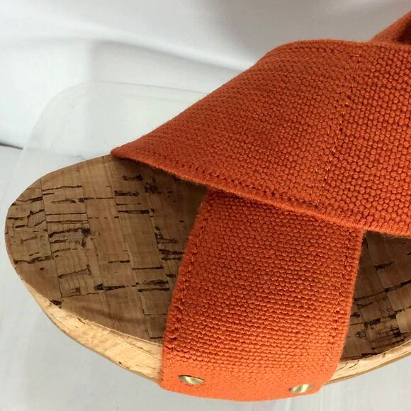 Lucky Brand Miller 2 Platform Wedge Cork Orange Tangerine Sandals Heels 9.5 M - Picture 5 of 10